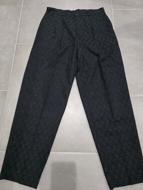 Vintagel.Richard ClaiE, Black Subtle-Pattern Trousers